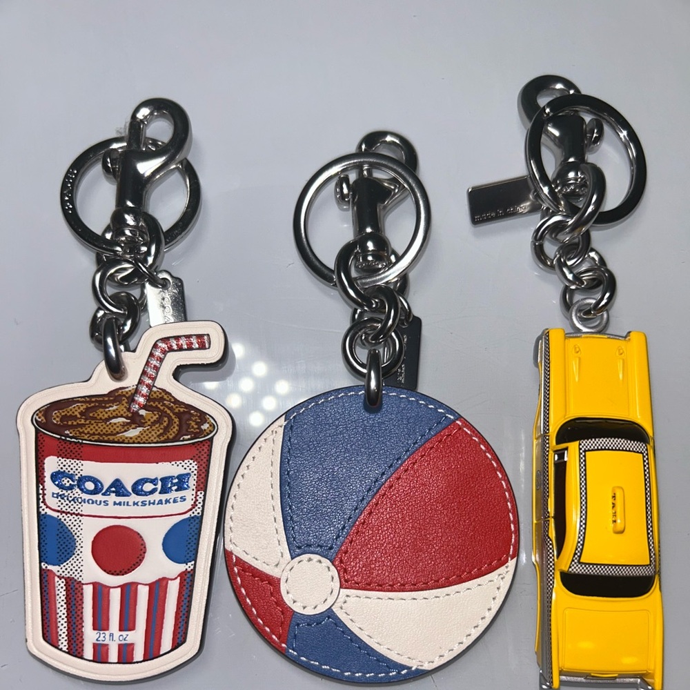 COACH Kids' Charm Keychain Trio in Red, Blue, White & Yellow - Picture 8 of 8